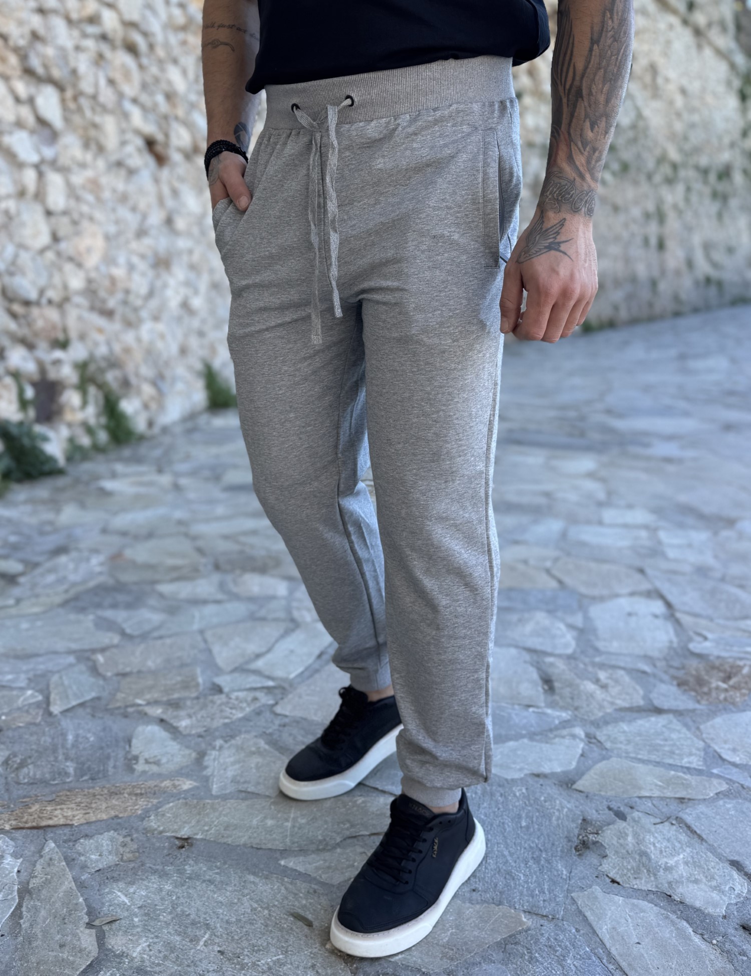 Ανδρική αθλητική γκρι φόρμα με λάστιχο 50123 φωτογραφία